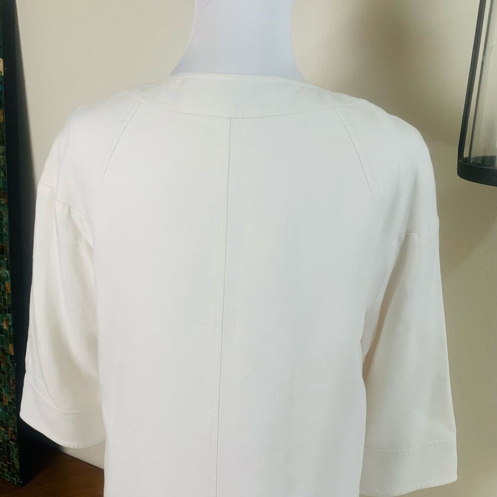 Louben Size XS Linen Blend Open Front Blazer Coat Jacket Ivory White Career - Picture 3 of 16